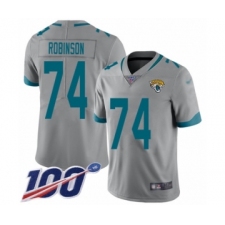 Youth Jacksonville Jaguars #74 Cam Robinson Silver Inverted Legend Limited 100th Season Football Jersey