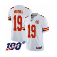 Men's Kansas City Chiefs #19 Joe Montana White Vapor Untouchable Limited Player 100th Season Football Jersey