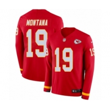 Men's Nike Kansas City Chiefs #19 Joe Montana Limited Red Therma Long Sleeve NFL Jersey