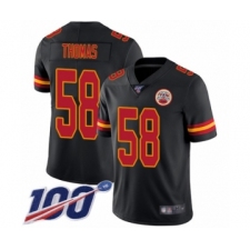Men's Kansas City Chiefs #58 Derrick Thomas Limited Black Rush Vapor Untouchable 100th Season Football Jersey