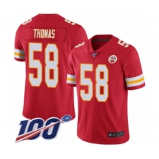 Men's Kansas City Chiefs #58 Derrick Thomas Red Team Color Vapor Untouchable Limited Player 100th Season Football Jersey