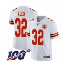 Men's Kansas City Chiefs #32 Marcus Allen White Vapor Untouchable Limited Player 100th Season Football Jersey
