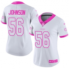 Women's Nike Kansas City Chiefs #56 Derrick Johnson Limited White/Pink Rush Fashion NFL Jersey