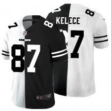 Men's Kansas City Chiefs #87 Travis Kelce Black White Limited Split Fashion Football Jersey
