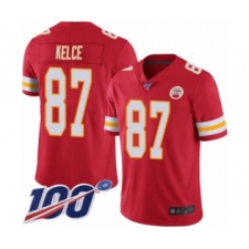Men's Kansas City Chiefs #87 Travis Kelce Red Team Color Vapor Untouchable Limited Player 100th Season Football Jersey