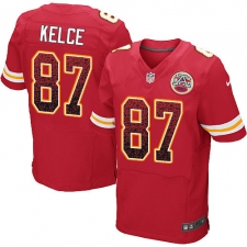 Men's Nike Kansas City Chiefs #87 Travis Kelce Elite Red Home Drift Fashion NFL Jersey