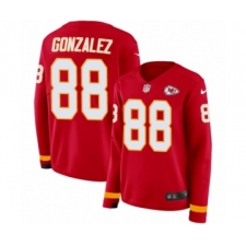 Women's Nike Kansas City Chiefs #88 Tony Gonzalez Limited Red Therma Long Sleeve NFL Jersey
