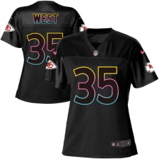 Women's Nike Kansas City Chiefs #35 Charcandrick West Game Black Fashion NFL Jersey
