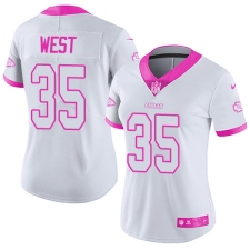 Women's Nike Kansas City Chiefs #35 Charcandrick West Limited White/Pink Rush Fashion NFL Jersey