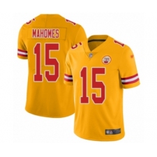 Youth Kansas City Chiefs #15 Patrick Mahomes II Limited Gold Inverted Legend Football Jersey