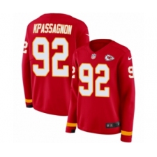 Women's Nike Kansas City Chiefs #92 Tanoh Kpassagnon Limited Red Therma Long Sleeve NFL Jersey