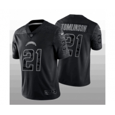 Men's Los Angeles Chargers #21 LaDainian Tomlinson Black Reflective Limited Stitched Football Jersey