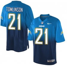 Men's Nike Los Angeles Chargers #21 LaDainian Tomlinson Elite Electric Blue/Navy Fadeaway NFL Jersey