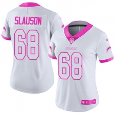 Women's Nike Los Angeles Chargers #68 Matt Slauson Limited White/Pink Rush Fashion NFL Jersey