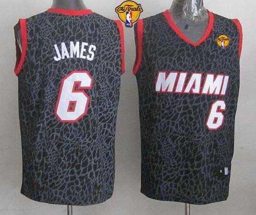Miami Heat #6 LeBron James Black Crazy Light Finals Patch Stitched NBA Jersey